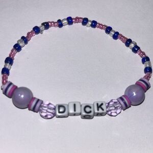 Novelty Beaded Stretch Bracelet Purple Y2K Handmade Adult Humor Gag Gift Jewelry